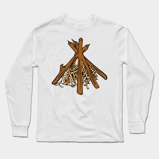 Bushcraft Fire Wood Shavings Long Sleeve T-Shirt